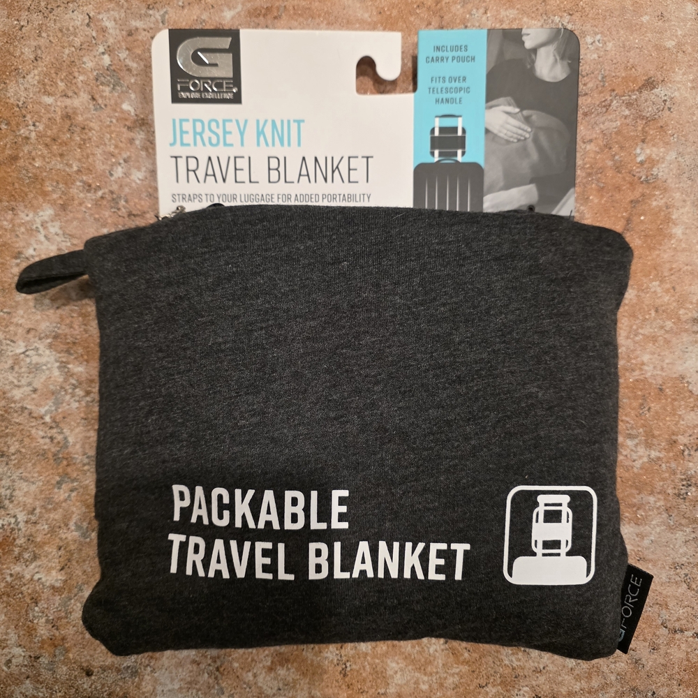 G FORCE Jersey Knit Packable Travel Blanket NEW